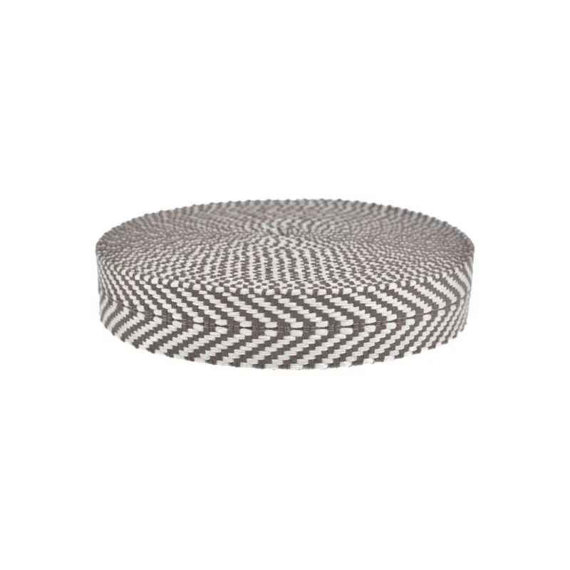 COTTON WEBBING HERRINGBONE BROWN/ECRU Nur Heute