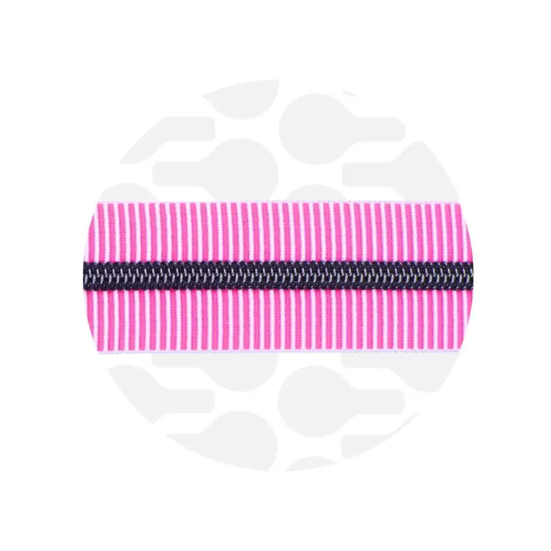 ZIPPER NYLON COIL METAL STRIPED MAGENTA ENDLESS Neu