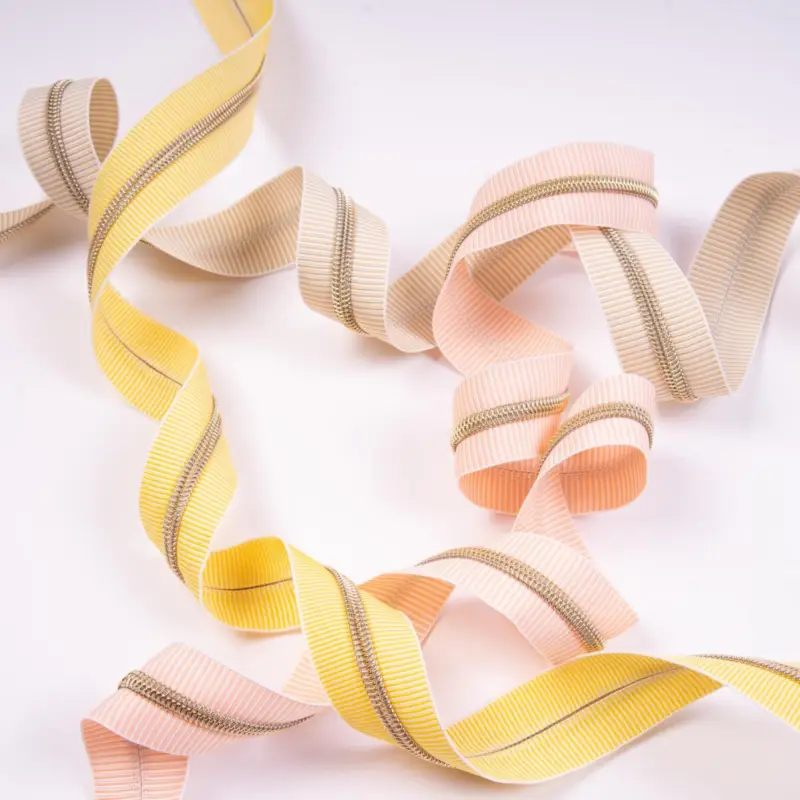 ZIPPER NYLON COIL GOLD STRIPED ENDLESS Kracherpreis