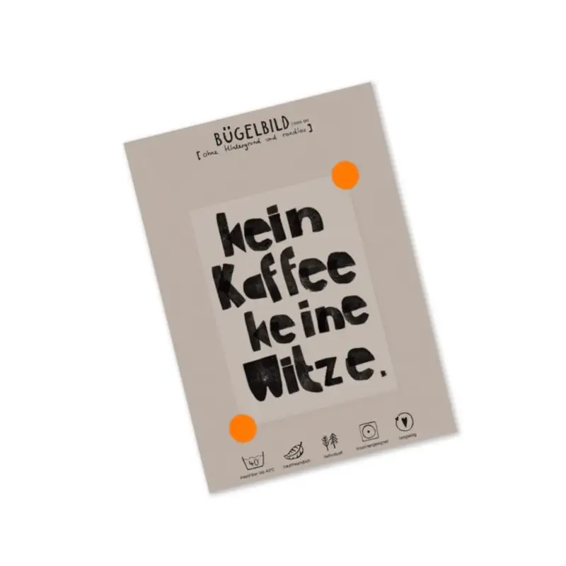 Abverkauf IRON ON KEIN KAFFEE KEINE WITZE black