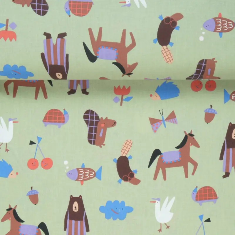 Ausverkauf POPLIN PARTY OF ANIMALS sage