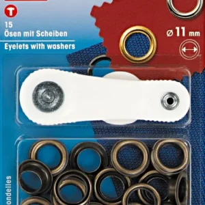 Ösen mit Scheiben * Prym * 11mm * altmessing Versand Am Gleichen Tag