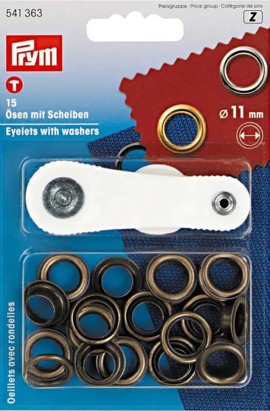 Ösen mit Scheiben * Prym * 11mm * altmessing Versand Am Gleichen Tag