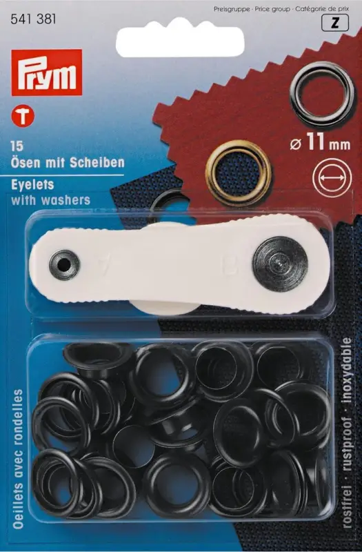 Ösen mit Scheiben * Prym * 11mm * brüniert schwarz Nur Heute