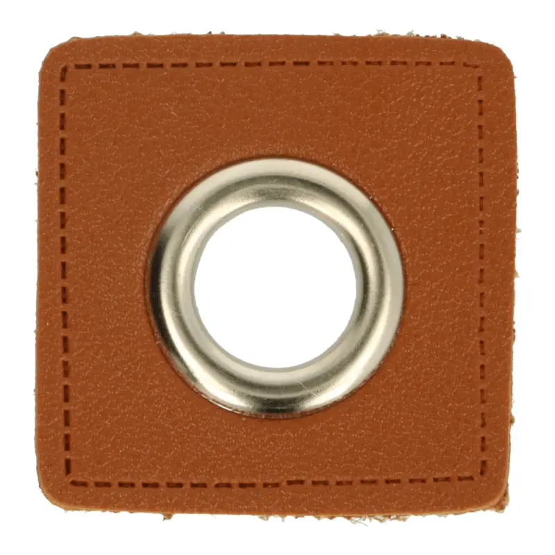 Neuheit Ösenpatches * Kunstleder braun * 11mm * nickel