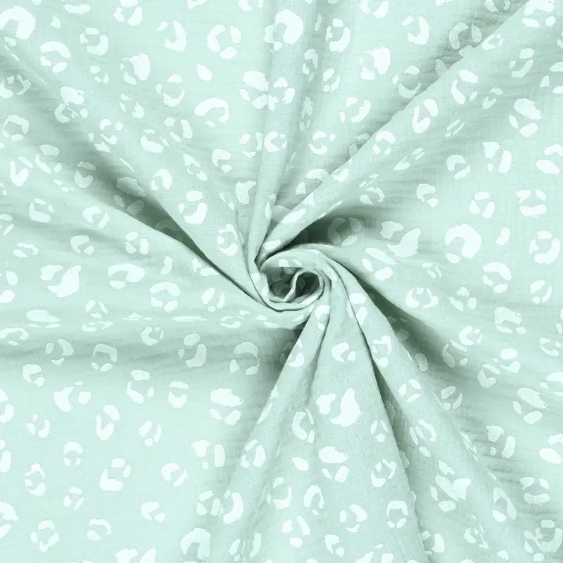 Beliebt 0,69m Reststück Baumwolle Musselin Double Gauze mit Animalprint - mint (021)