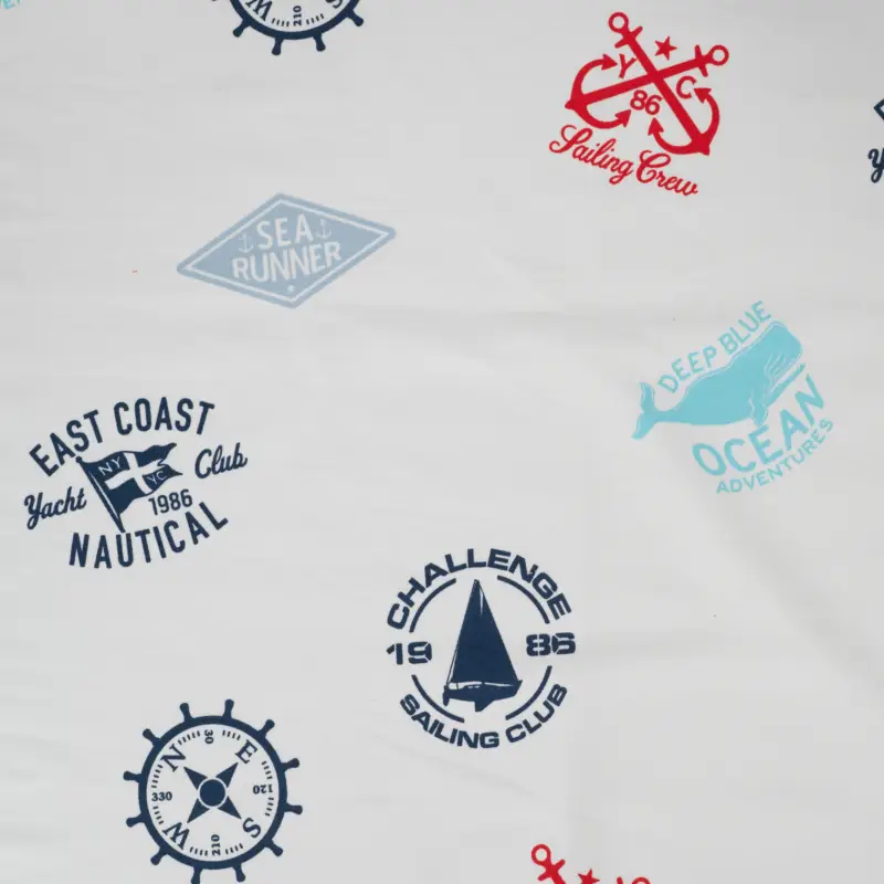 Sommersweat French Terry "Nautical" mit maritimen Motiven - ecru (Q510) Abverkauf