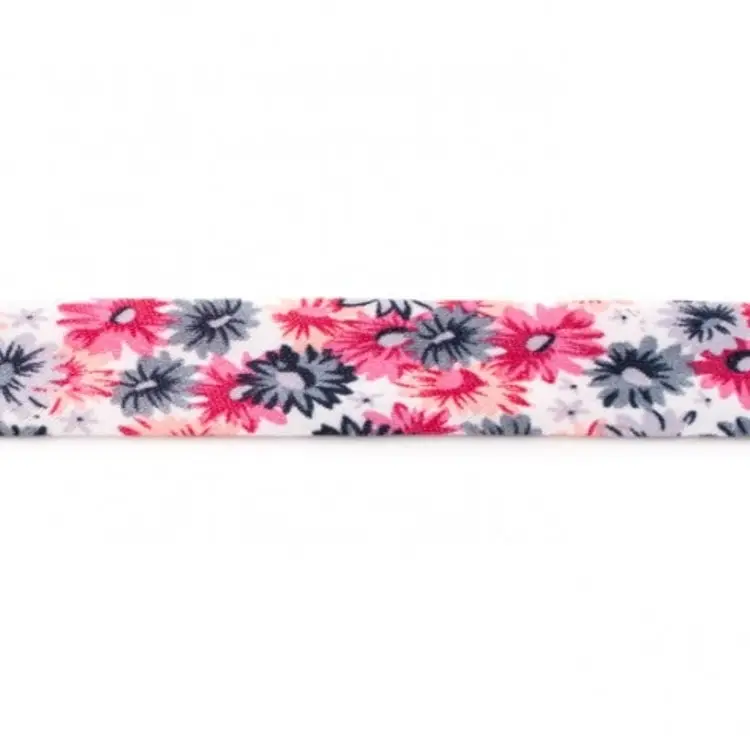Sale Blümchen Schrägband, 3 m Stck., anthrazit-pink