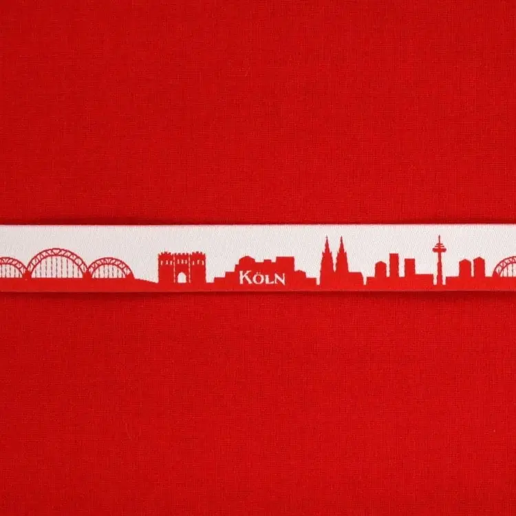 Webband Meine Heimat Skyline KÖLN rot/weiss Super-Preis