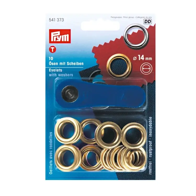 Mega-Angebot 10 Ösen mit Scheiben, 14 mm, goldfarbig