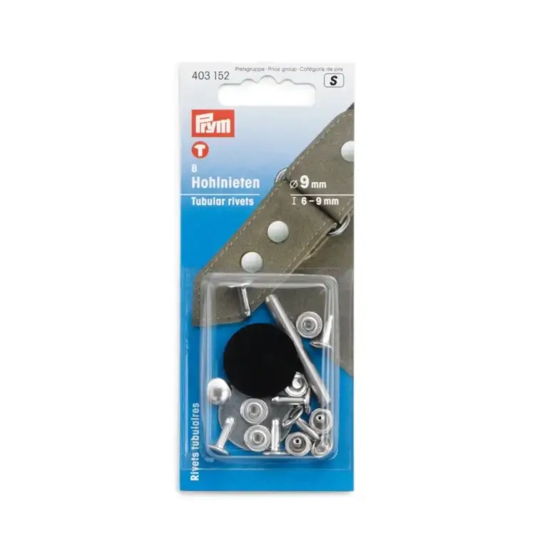 8 Hohlnieten, 6-9 mm, silber Günstig