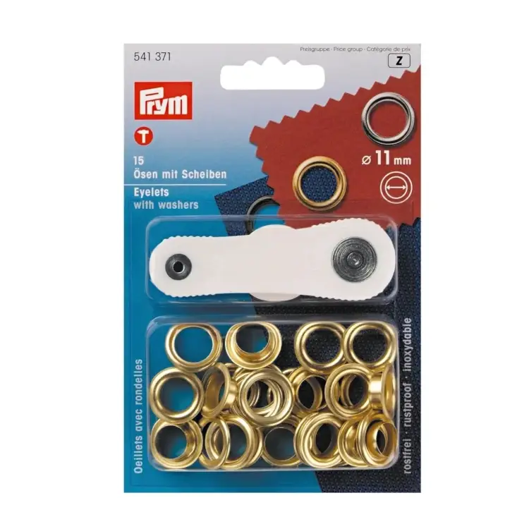 Knallerangebot 15 Ösen mit Scheiben, 11 mm, goldfarbig