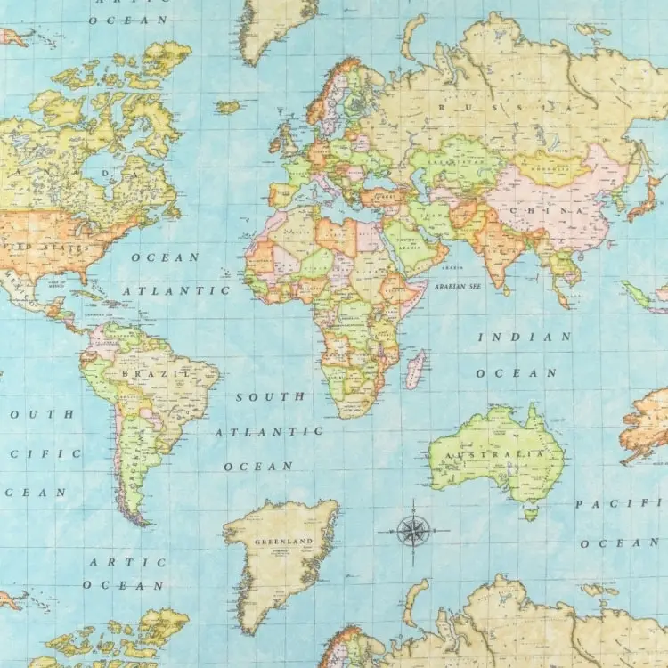 Preisreduziert Dekostoff Ottoman Map of the World - Weltkarte