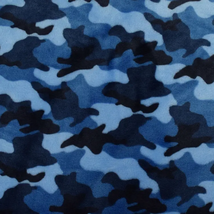 Flanell Fleece Camouflage, blau Rabatt