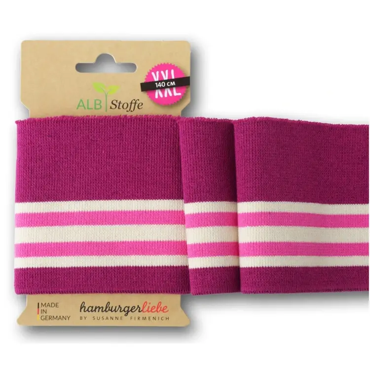 Cuff me College Albstoffe Hamburger Liebe Darling Things XXL, magenta-wollweiss Direktkauf
