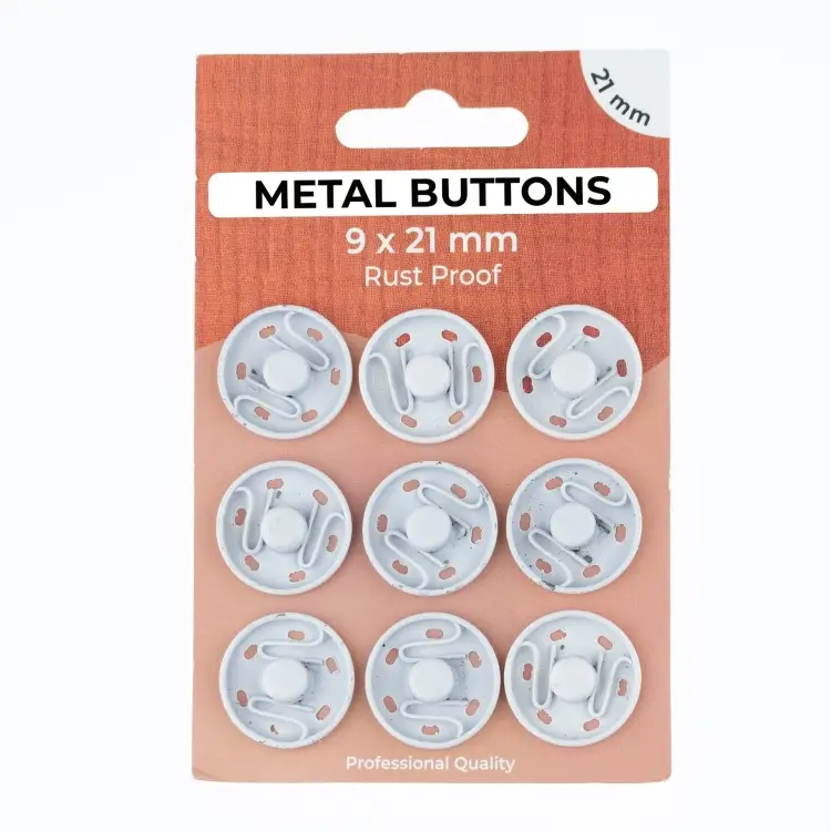 9 Annähdruckknöpfe, 21 mm, weiss Jetzt Bestellen