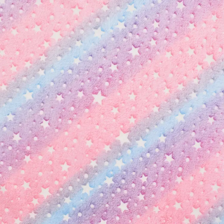 Neu Im Sortiment Wellnessfleece Glow in the Dark Pastel Stripes, rosa