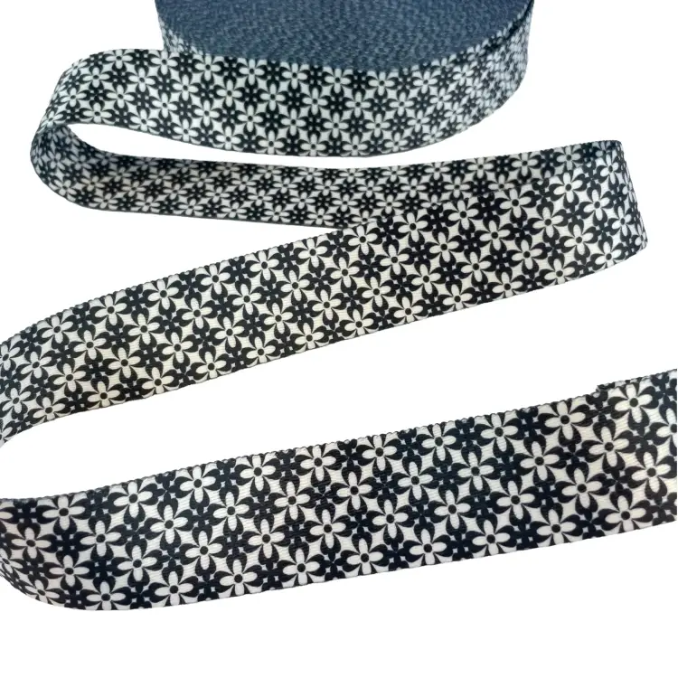 Gurtband Doubleface Black and White 40 mm Flowers Must-Have