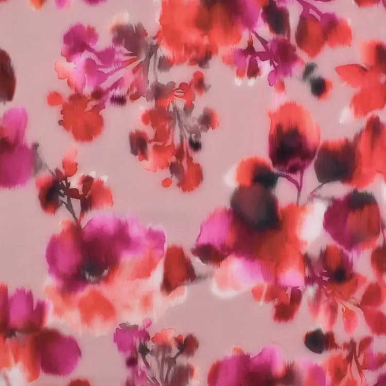 Viskose Stretch Twill Japan Flowers, altrosé Letzte Chance