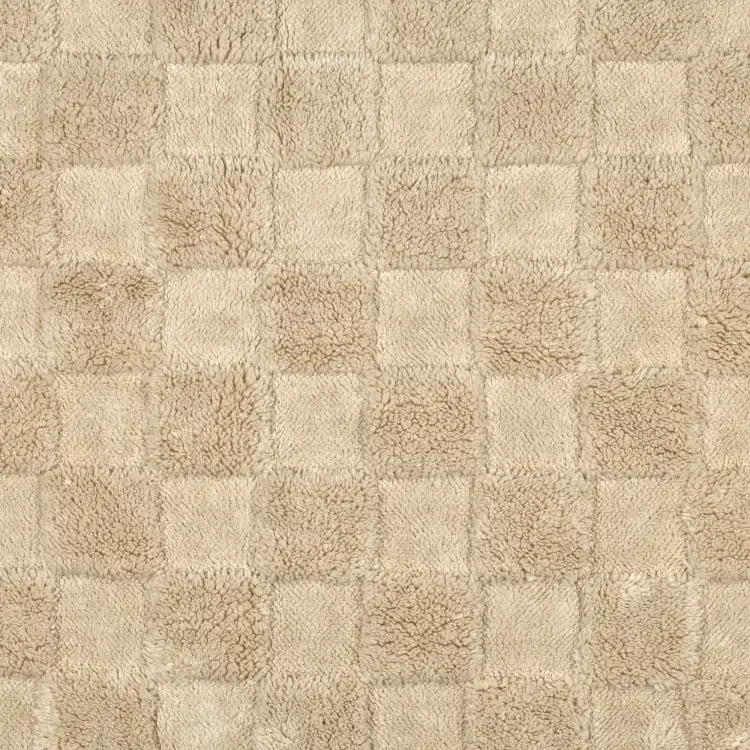 Neue Ware Teddyplüsch Jacquard Squares, hellbeige