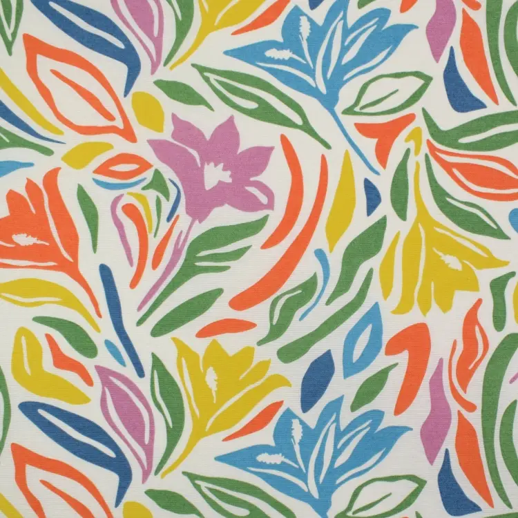 Saisonangebot Beschichteter Dekostoff Ottoman Colorful Flowers, wollweiß