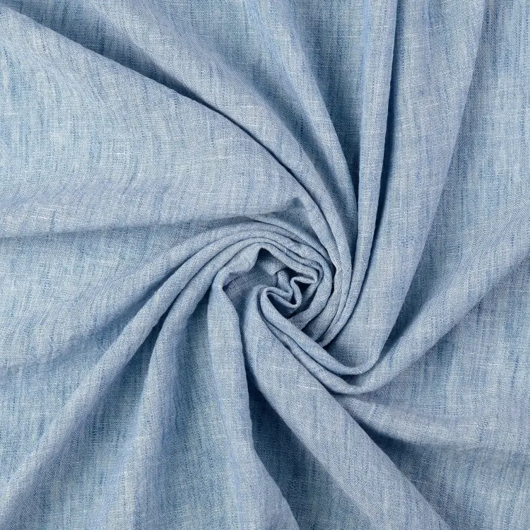 Polyesterstoff Leinen Look Melange, blau Kracherpreis