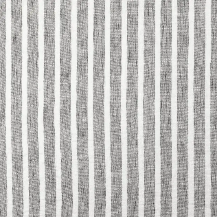 Neue Ware Polyesterstoff Leinen Look Stripes Melange, grau