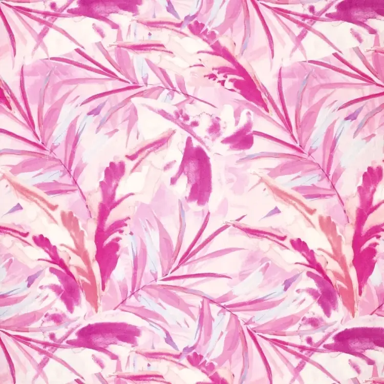 Top-Seller Viskose Leinen Vibrant Leaves, pink