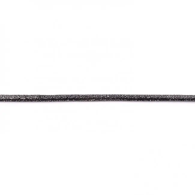 Wochenendangebot Kordel Velourleder Glitzer schwarz Breite: 5mm