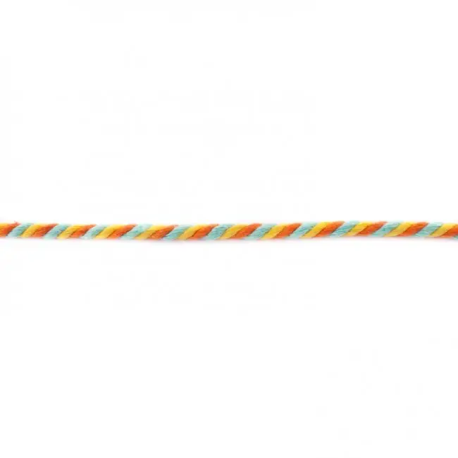 Neuheit Kordel Baumwolle bunt orange türkis gelb Breite: 6mm