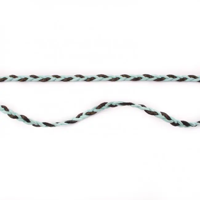 Nur Heute Wildleder Imitat Band geflochten mint schwarz Glitzer Meterware Breite: 0,5cm