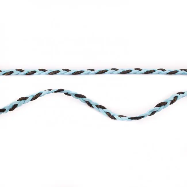Saisonangebot Wildleder Imitat Band geflochten türkis schwarz Glitzer Meterware Breite: 0,5cm