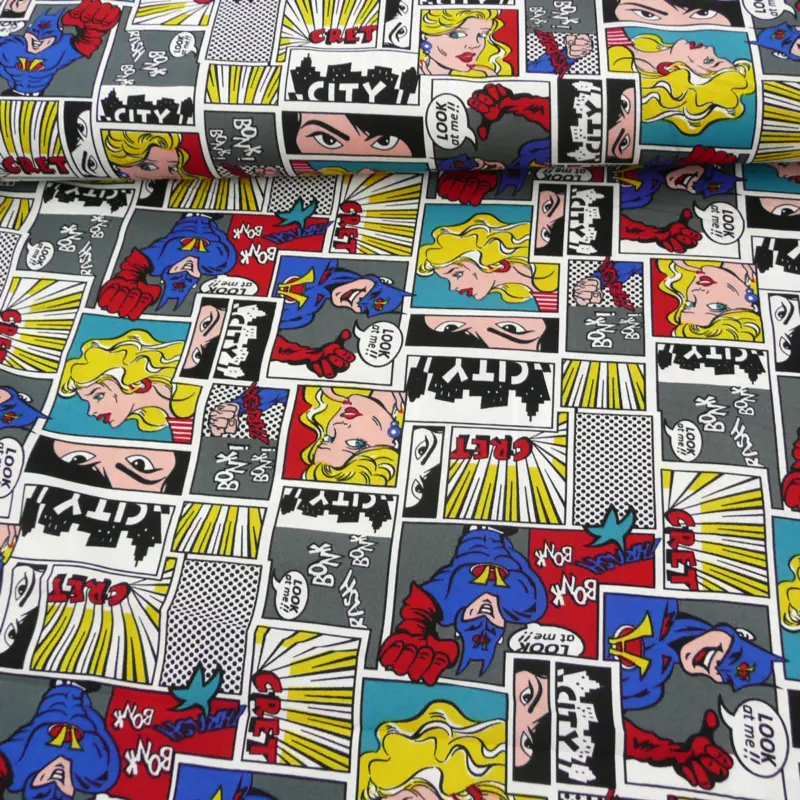 Angebot Stoff Polyester Comic bunt 1,5m Breite