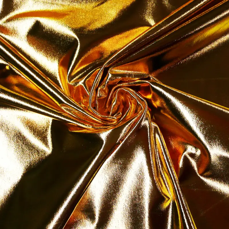 Ausverkauf Metallic-Stoff Foliendruck mit Stretch gold 1,5m Breite