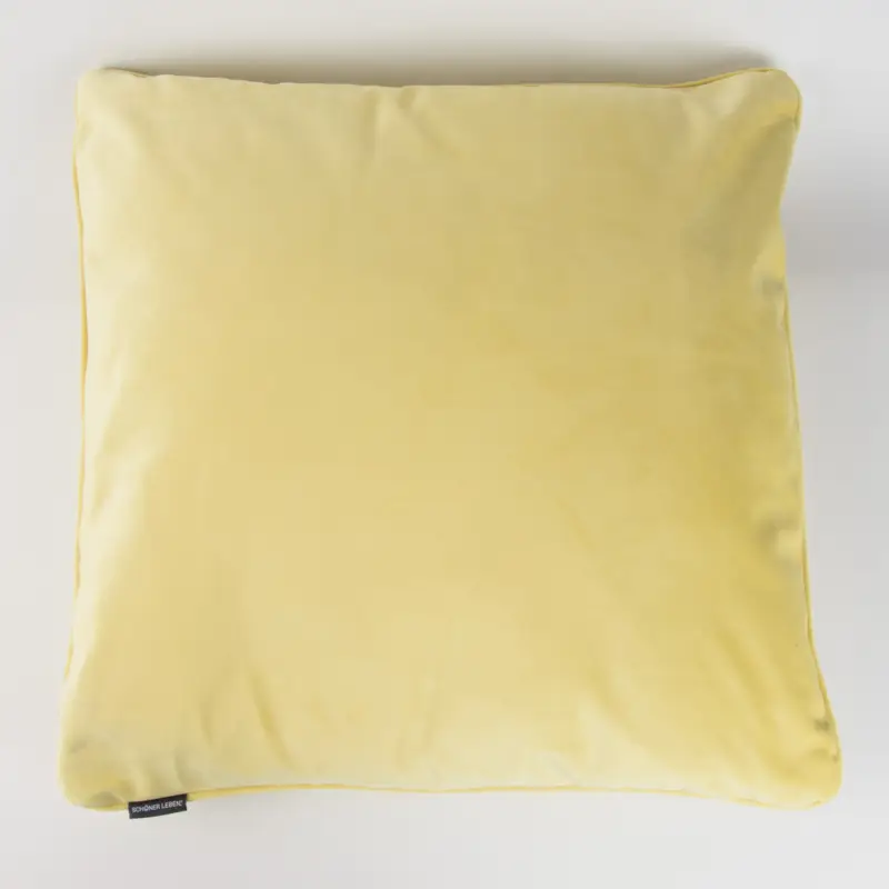 SCHÖNER LEBEN. Samtkissen mit Kederumrandung und Federfüllung gelb 70x70cm Online Kaufen