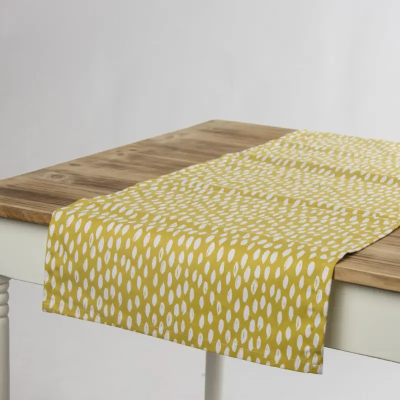 Schöner Leben Tischläufer Bayside Honeydew ocker gelb weiß 40x160cm Bestpreis