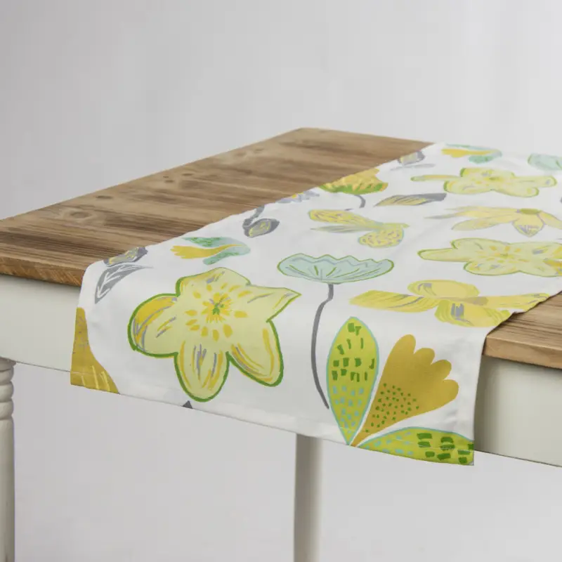 Schneller Versand Schöner Leben Tischläufer Coconut Grove Lemonade Blumen grau grün gelb 40x160cm