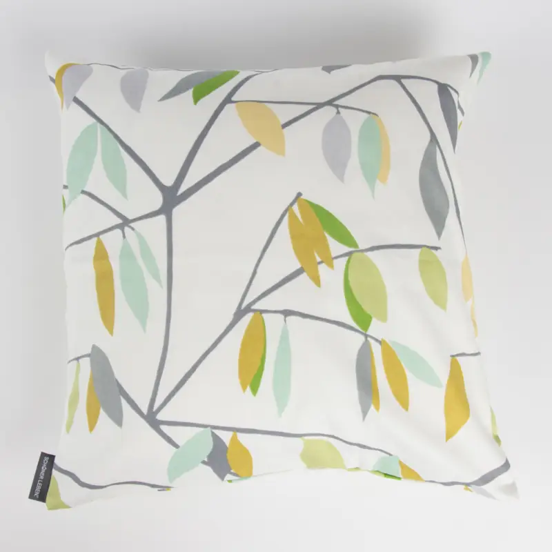 Schöner Leben Kissenhülle Coco Plum Lemonade Blätter grau grün gelb 50x50cm Neue Ware