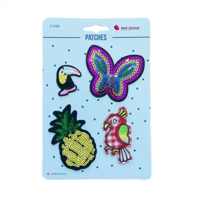 Sofort Bestellen Applikationen Set 4 Stück Schmetterling Ananas Papagei