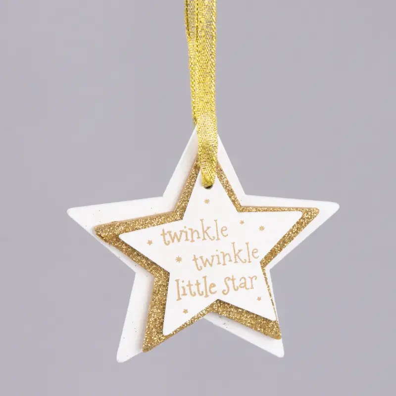Weihnachten Deko Anhänger 3er Stern twinkle twinkle weißgoldfarbig 9x9cm Schneller Versand