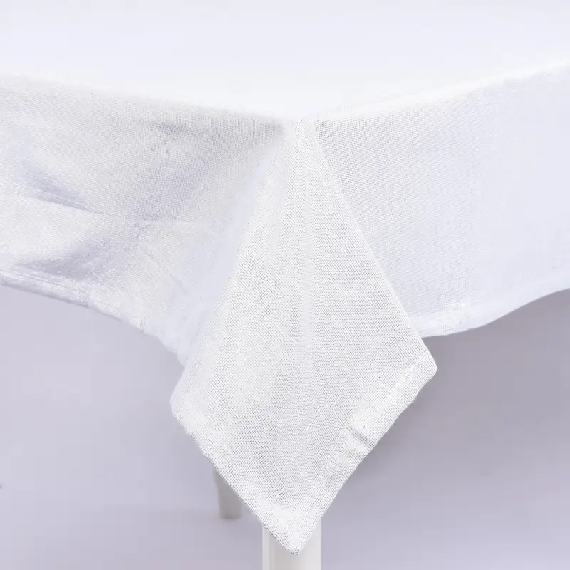 Neuheit Tischdecke Glamour weiß silberfarbig Lurex 150x200cm