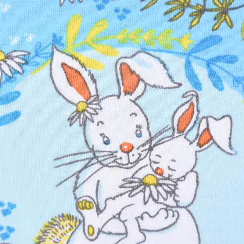 Lillestoff Bio-Jersey organic Jersey Buntes Glück Hase Blumen blau 1,5m Breite Billig