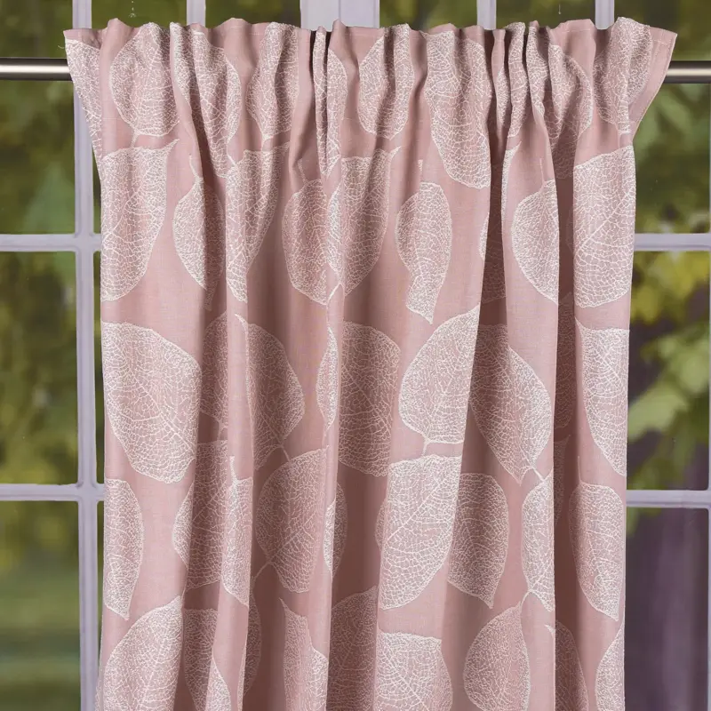 Sale Schal Vorhang Fertiggardine Jacquard mit Schlaufenband Blätter rosa 142x245cm