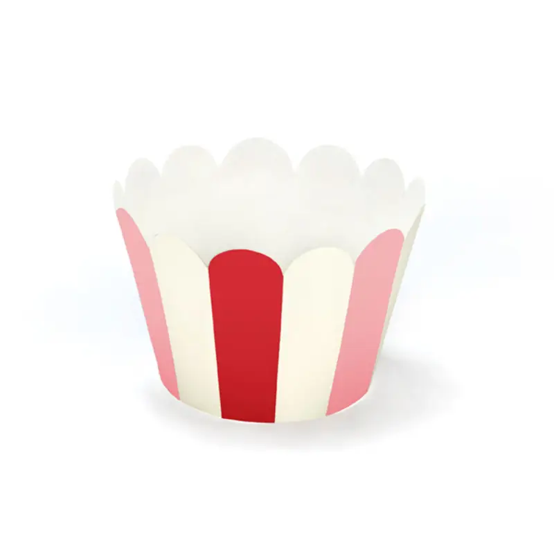 Direktkauf Muffin Cupcake Förmchen Streifen 6 Stück rot rosa weiß 5x7,5x5cm
