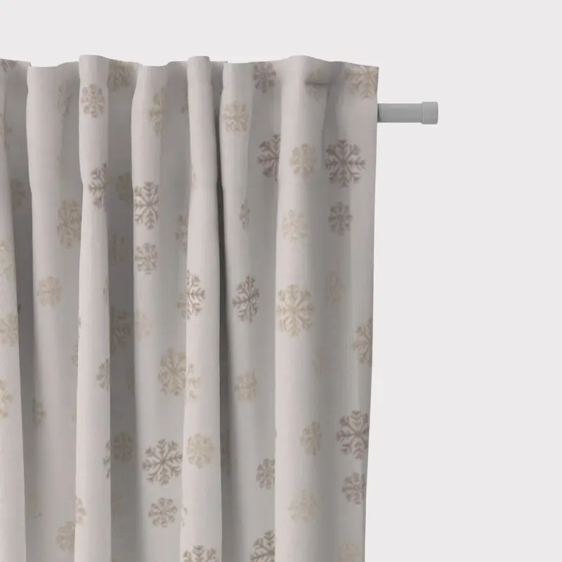 SCHÖNER LEBEN. Vorhang mit Smok-Schlaufenband Schneeflocken beidseitig beige gold 245cm oder Wunschlänge Neu Im Sortiment