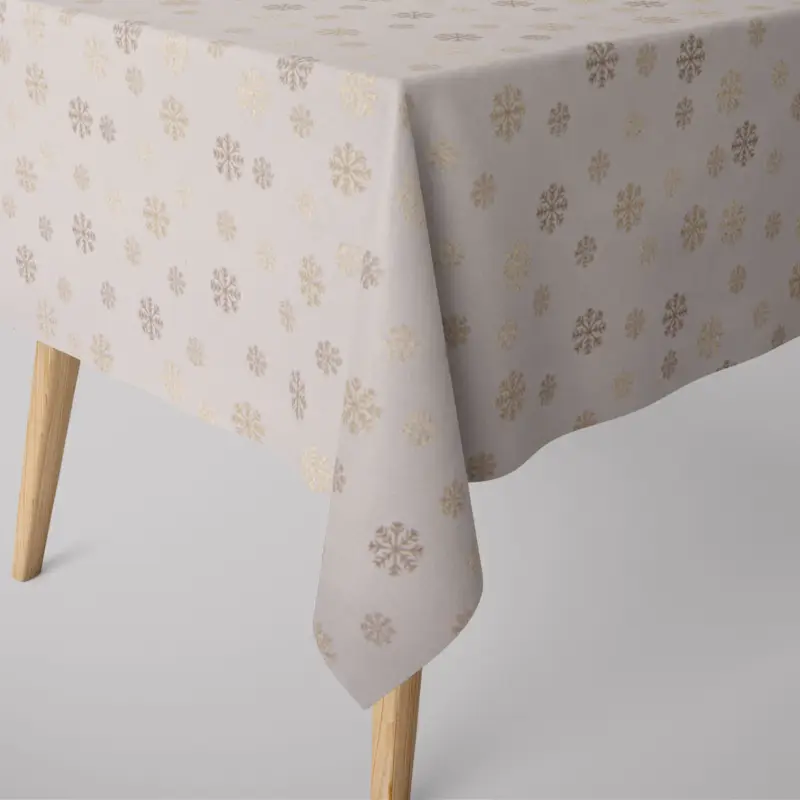 Kracherpreis SCHÖNER LEBEN. Tischdecke Schneeflocken beidseitig beige gold eckig in verschiedenen Größen