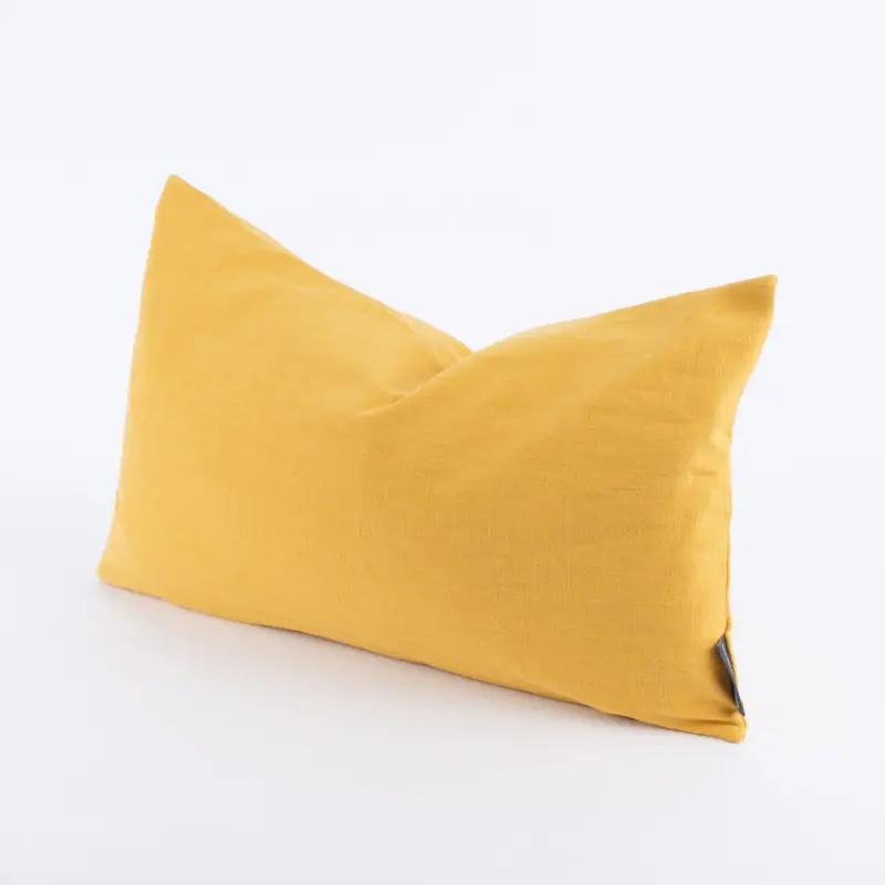 SCHÖNER LEBEN. Kissenhülle Bio Ramie Leinenoptik einfarbig senfgelb 30x50cm Letzte Chance