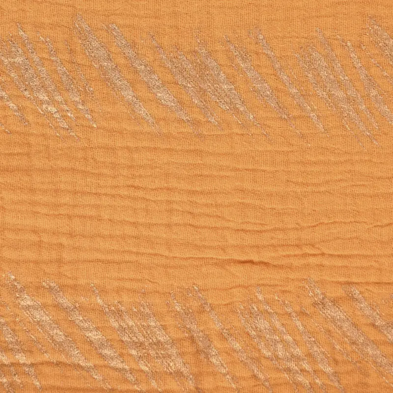 Direktkauf Rico Design Bekleidungsstoff Krinkel Musselin Stoffabschnitt Streifen senfgelb gold 50x130cm