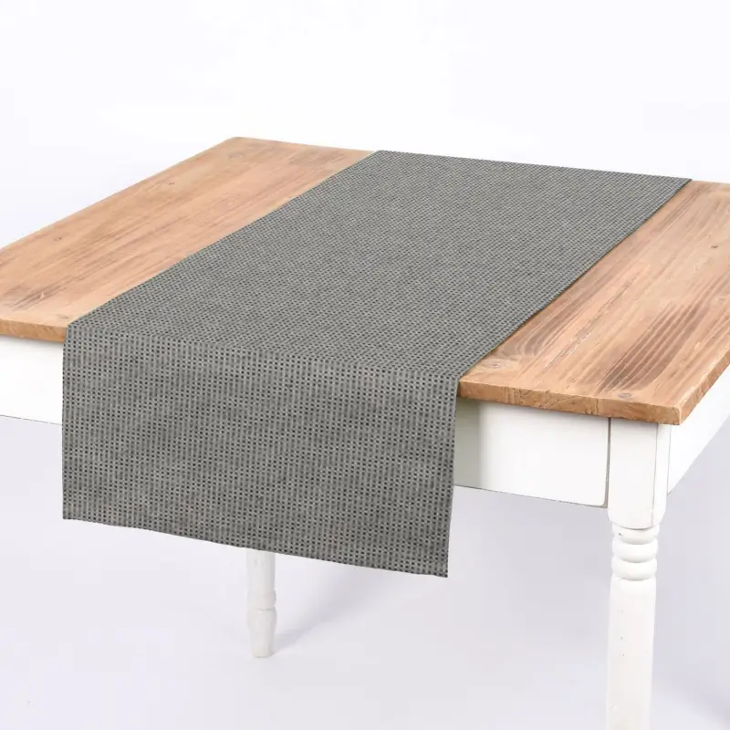 SCHÖNER LEBEN. Tischläufer Square Würfelstruktur uni schwarz grau 40x160cm Top-Angebot