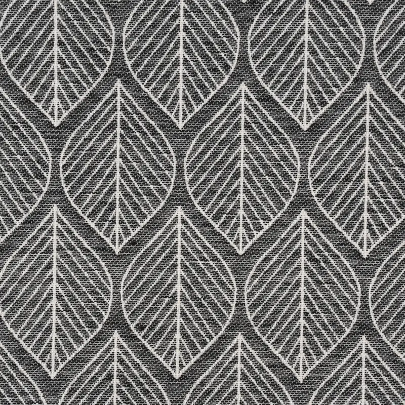 Neue Ware Dekostoff Jacquard Doubleface Premium Leaf Retro Scandi Blätter schwarz hellbeige 1,4m Breite